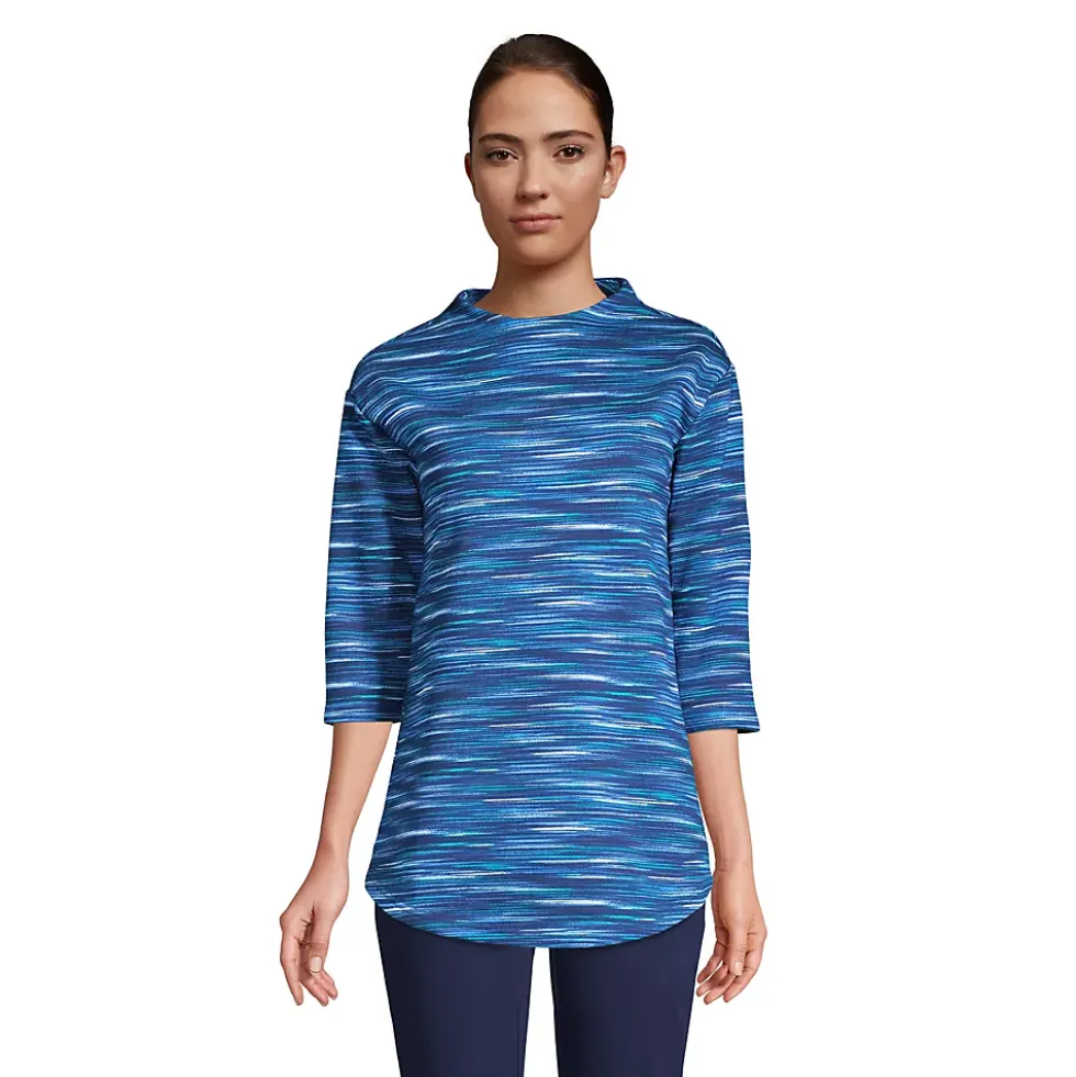 Women's Serious Sweats 3/4 Sleeve Funnel Neck Top