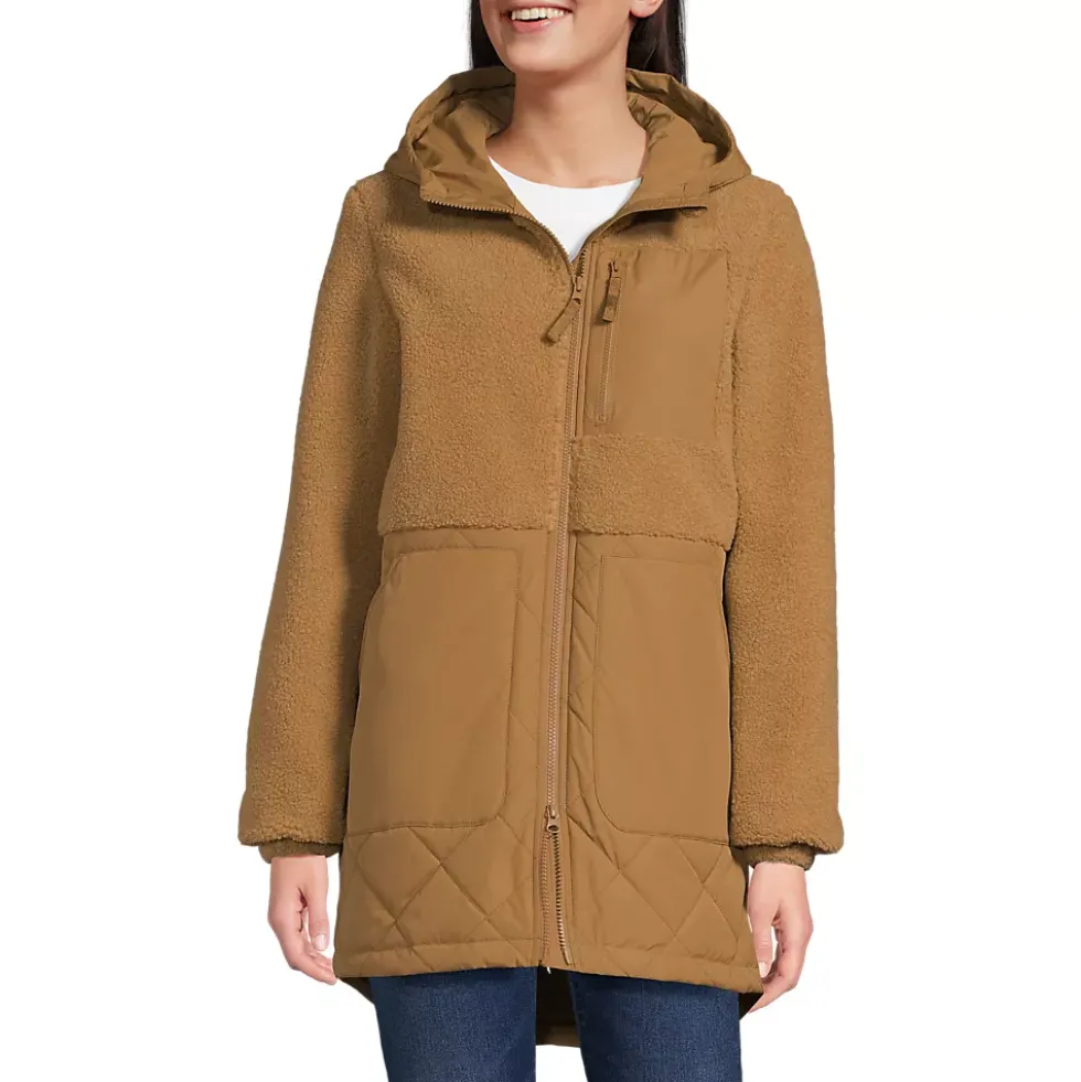 Women's Sherpa Fleece Quilted Mixed Media Parka