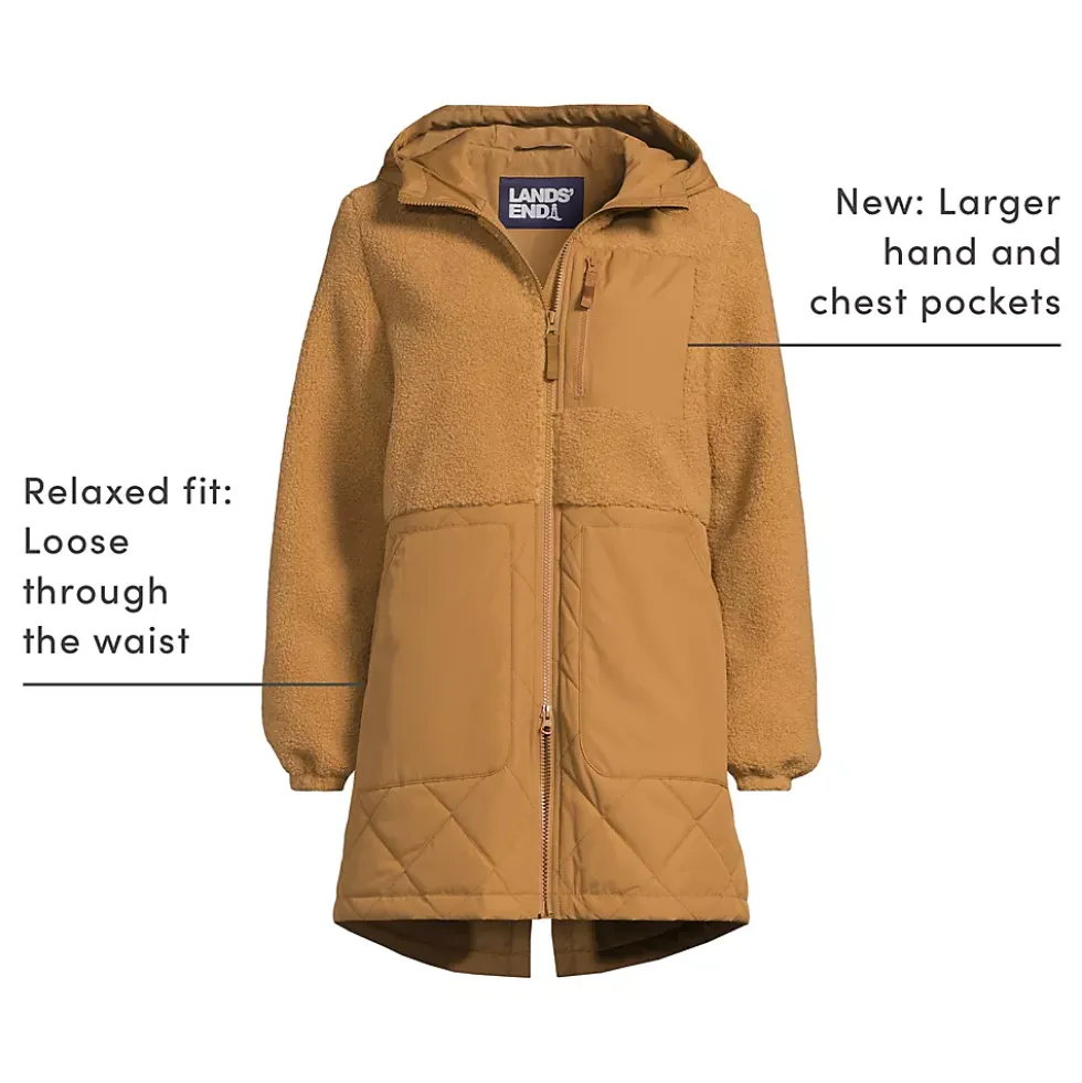 Women's Sherpa Fleece Quilted Mixed Media Parka