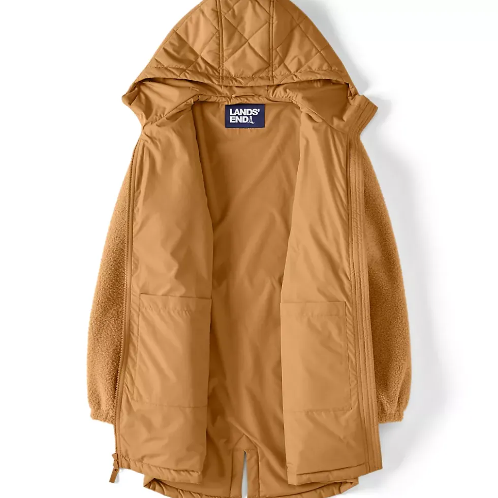 Women's Sherpa Fleece Quilted Mixed Media Parka