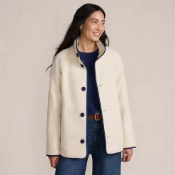 Women's Sherpa Fleece Reversible Mixed Media Long Jacket