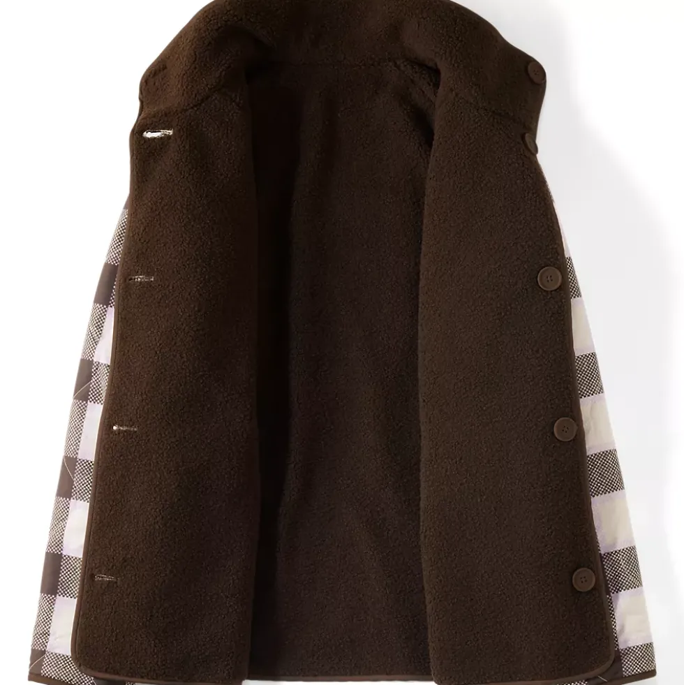 Women's Sherpa Fleece Reversible Mixed Media Long Jacket