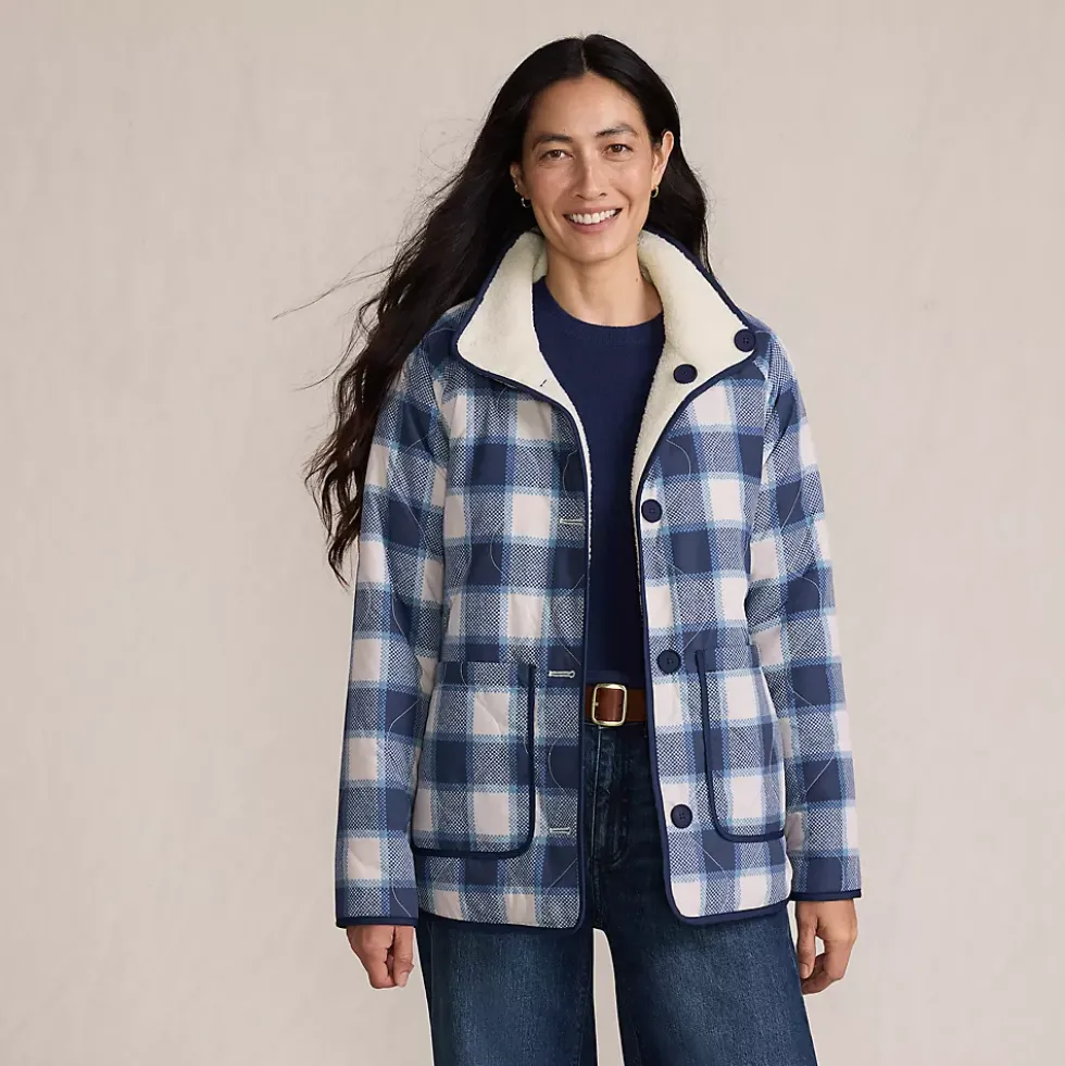 Women's Sherpa Fleece Reversible Mixed Media Long Jacket