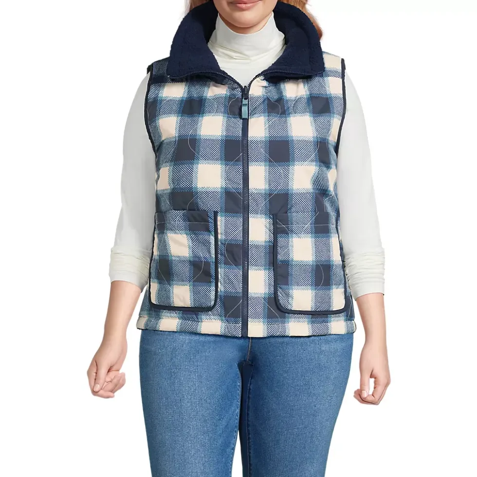 Women's Sherpa Fleece Reversible Mixed Media Vest