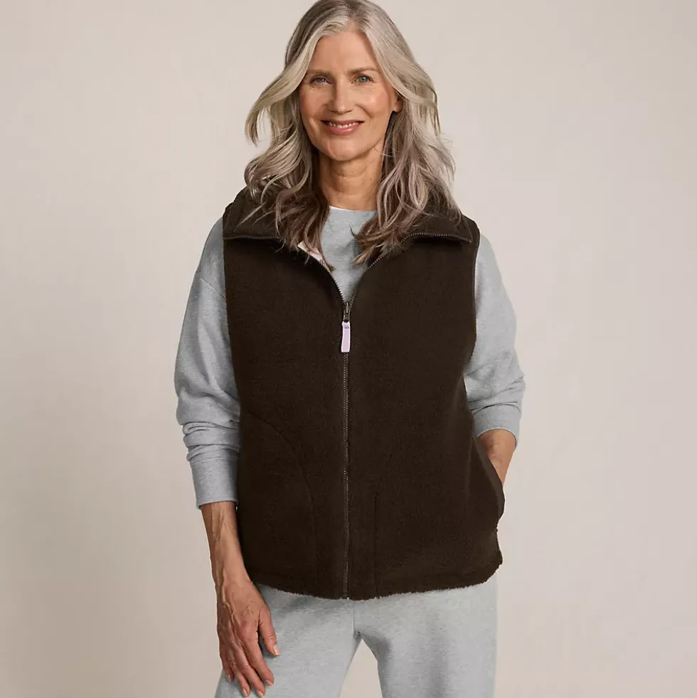 Women's Sherpa Fleece Reversible Mixed Media Vest