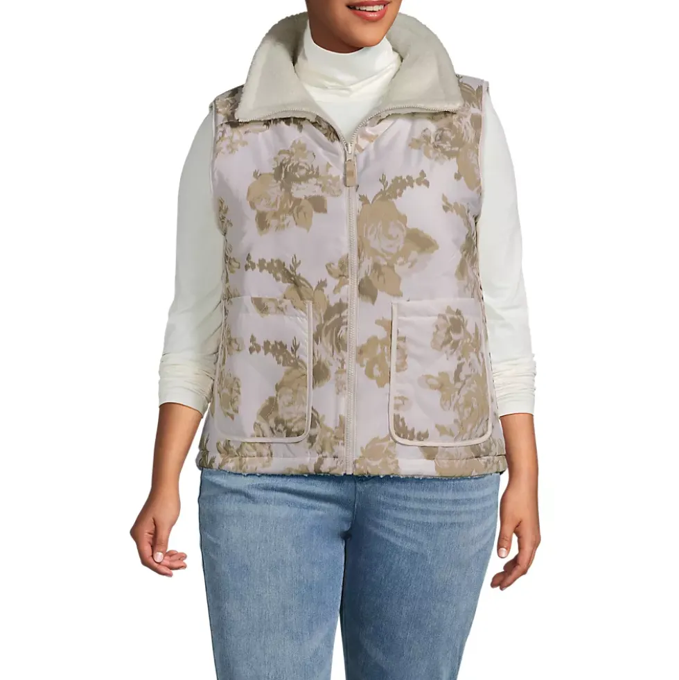 Women's Sherpa Fleece Reversible Mixed Media Vest