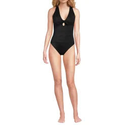 Women's Shine Ribbed Tankini Top and High Waisted Bottom Swimsuit Set