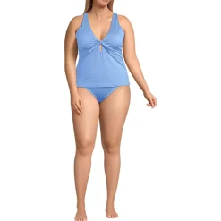 Women's Shine Ribbed Tankini Top and High Waisted Bottom Swimsuit Set