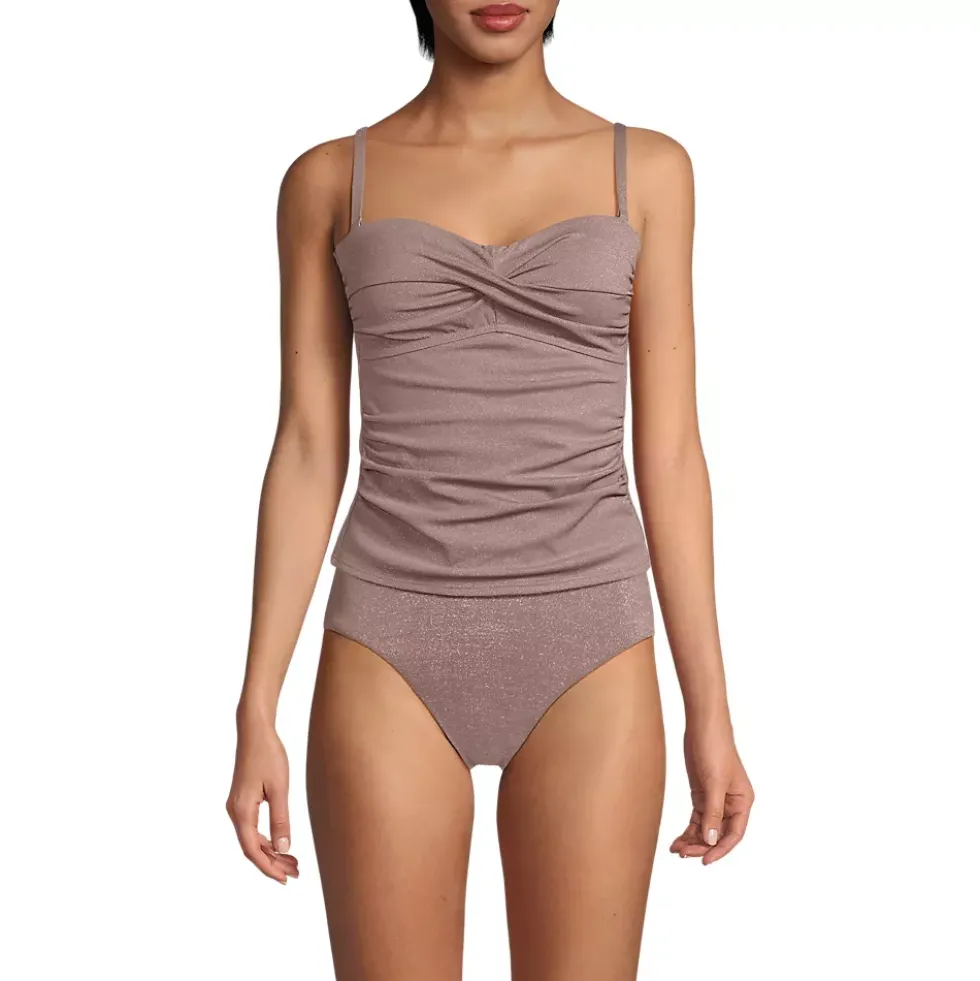 Women's Shine Wrap Bandeau Tankini Swimsuit Top