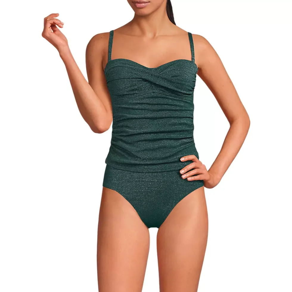 Women's Shine Wrap Bandeau Tankini Swimsuit Top