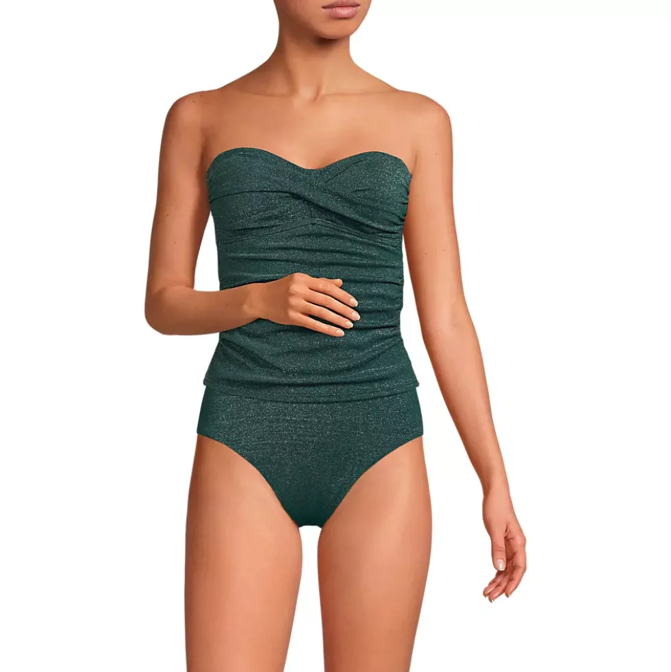 Women's Shine Wrap Bandeau Tankini Swimsuit Top