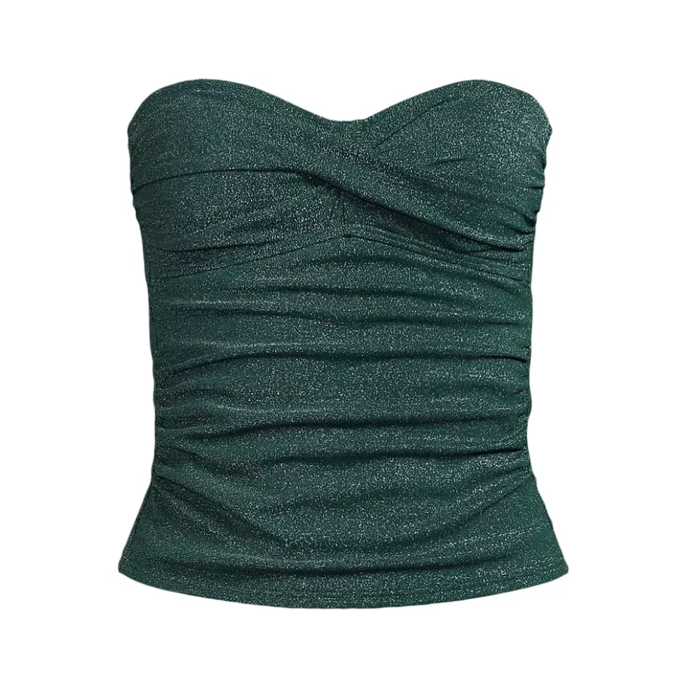Women's Shine Wrap Bandeau Tankini Swimsuit Top