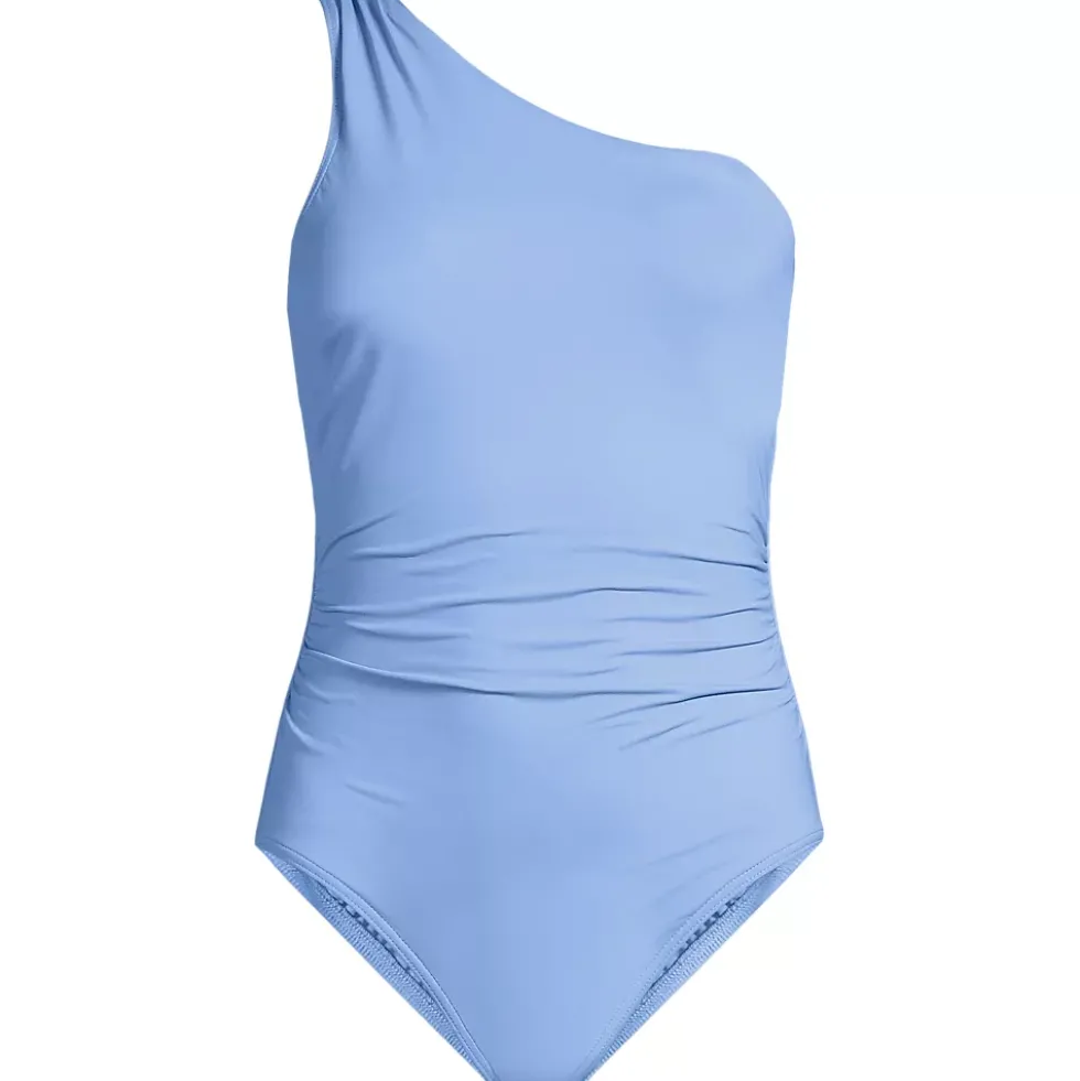 Women's Shirred One Shoulder One Piece Swimsuit