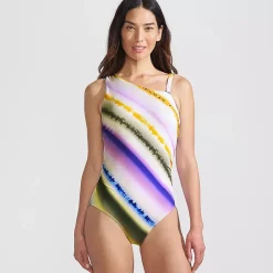 Women's Shirred One Shoulder One Piece Swimsuit