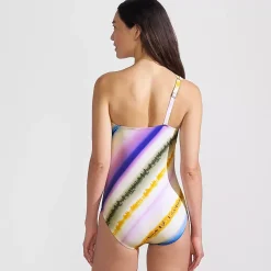 Women's Shirred One Shoulder One Piece Swimsuit