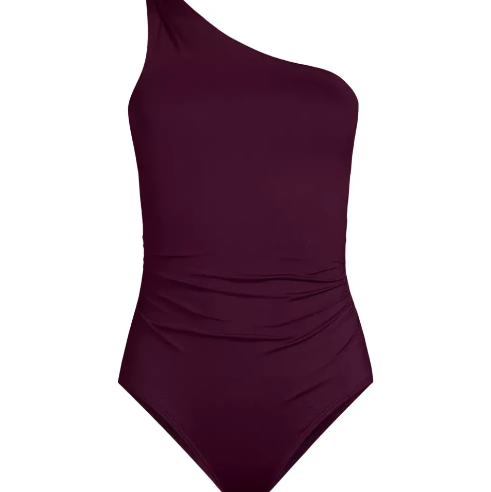 Women's Shirred One Shoulder One Piece Swimsuit