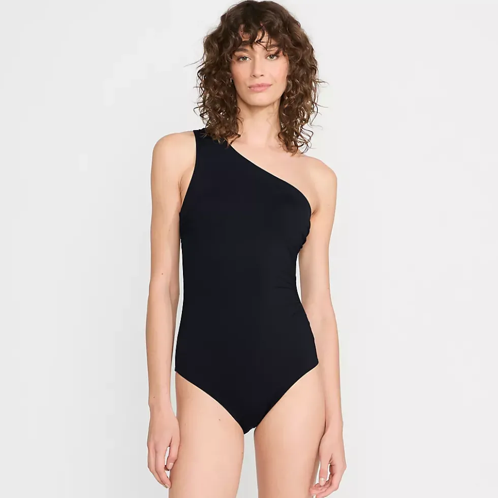 Women's Shirred One Shoulder One Piece Swimsuit
