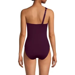 Women's Shirred One Shoulder One Piece Swimsuit
