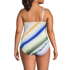 Women's Shirred One Shoulder One Piece Swimsuit