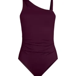 Women's Shirred One Shoulder One Piece Swimsuit