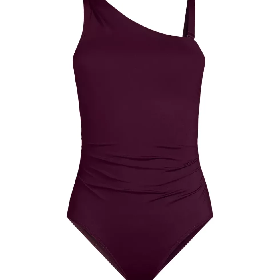 Women's Shirred One Shoulder One Piece Swimsuit