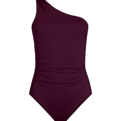 Women's Shirred One Shoulder One Piece Swimsuit