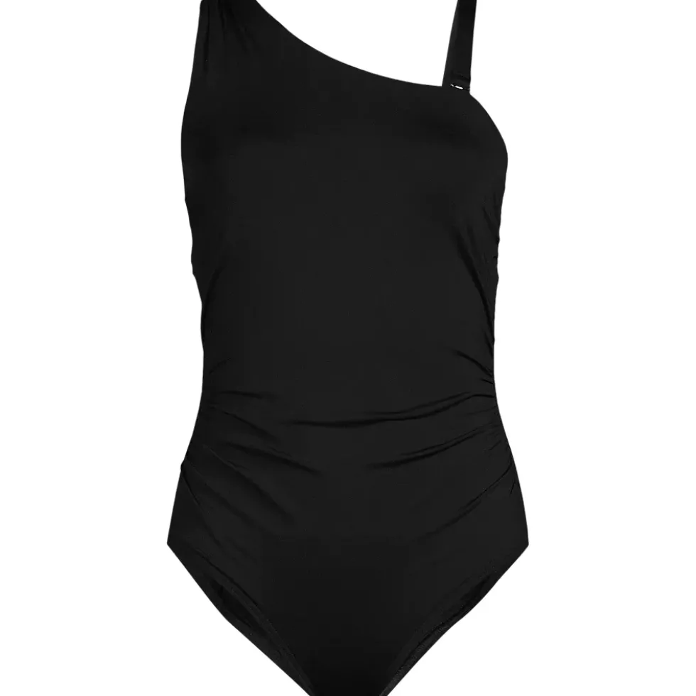 Women's Shirred One Shoulder One Piece Swimsuit