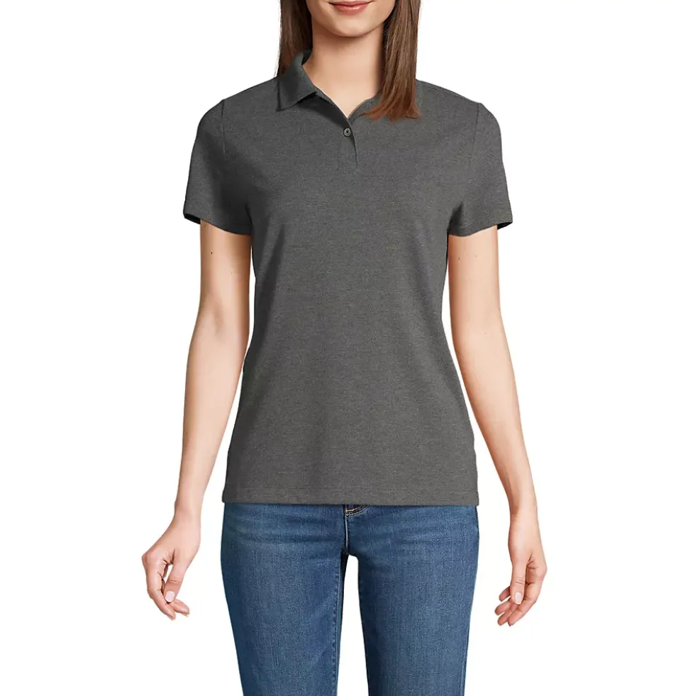 Women's Short Sleeve Basic Mesh Polo Shirt