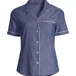 Women's Short Sleeve Cotton Poplin Pajama Shirt