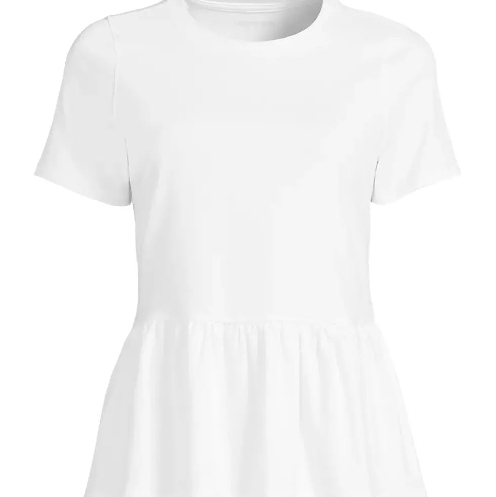 Women's Short Sleeve Lightweight Jersey Crew Neck Peplum Tee