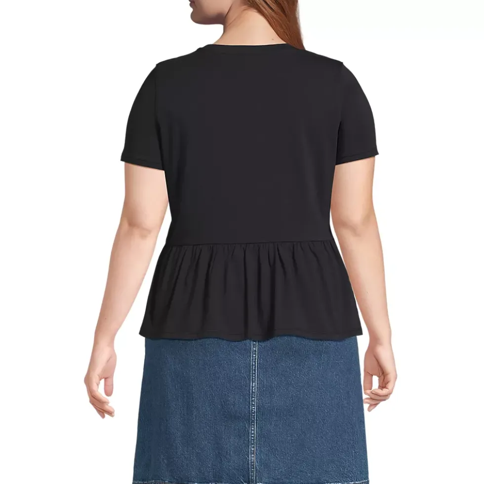 Women's Short Sleeve Lightweight Jersey Crew Neck Peplum Tee