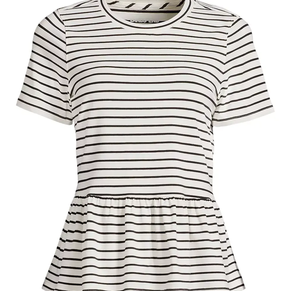 Women's Short Sleeve Lightweight Jersey Crew Neck Peplum Tee