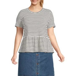 Women's Short Sleeve Lightweight Jersey Crew Neck Peplum Tee
