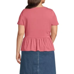 Women's Short Sleeve Lightweight Jersey Crew Neck Peplum Tee