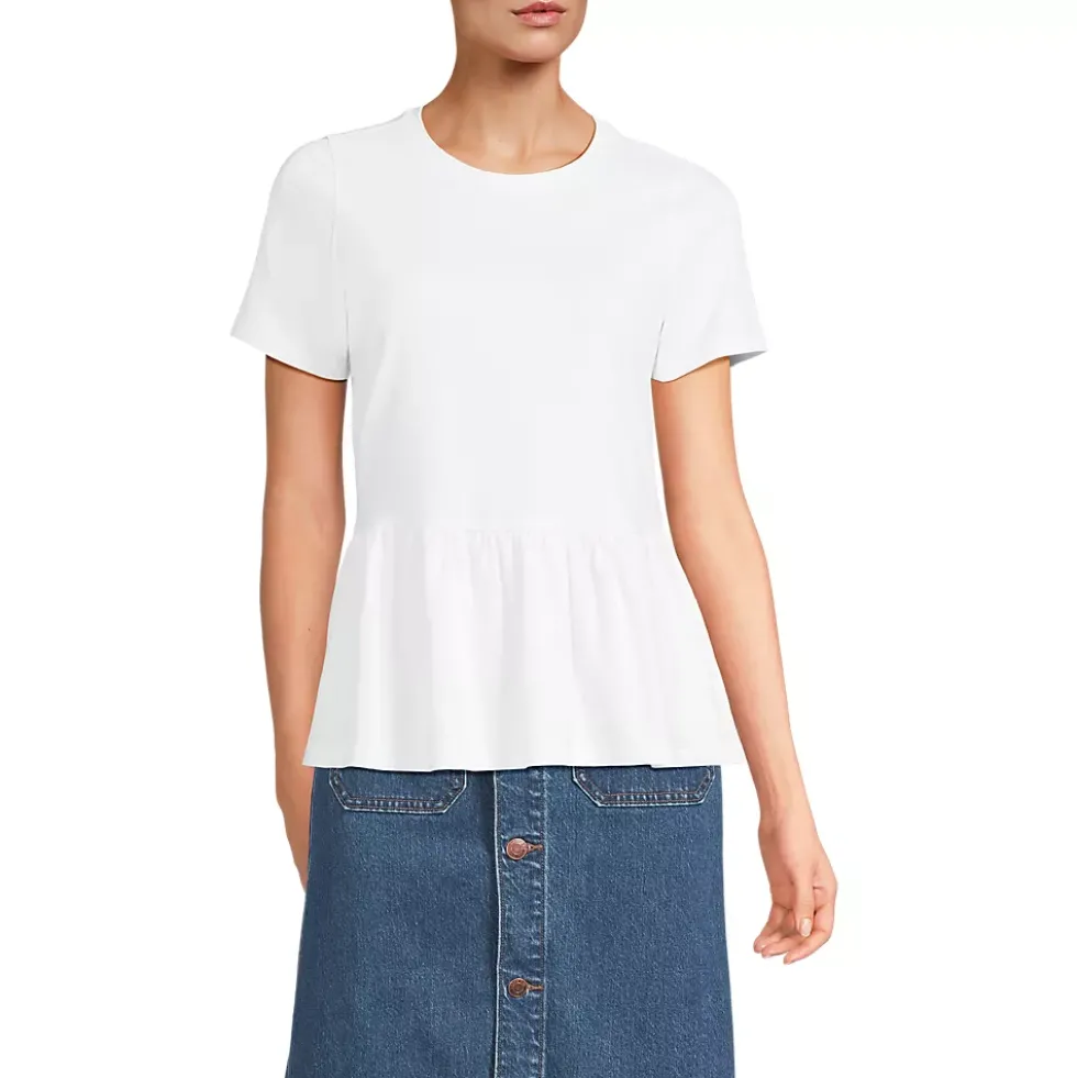 Women's Short Sleeve Lightweight Jersey Crew Neck Peplum Tee