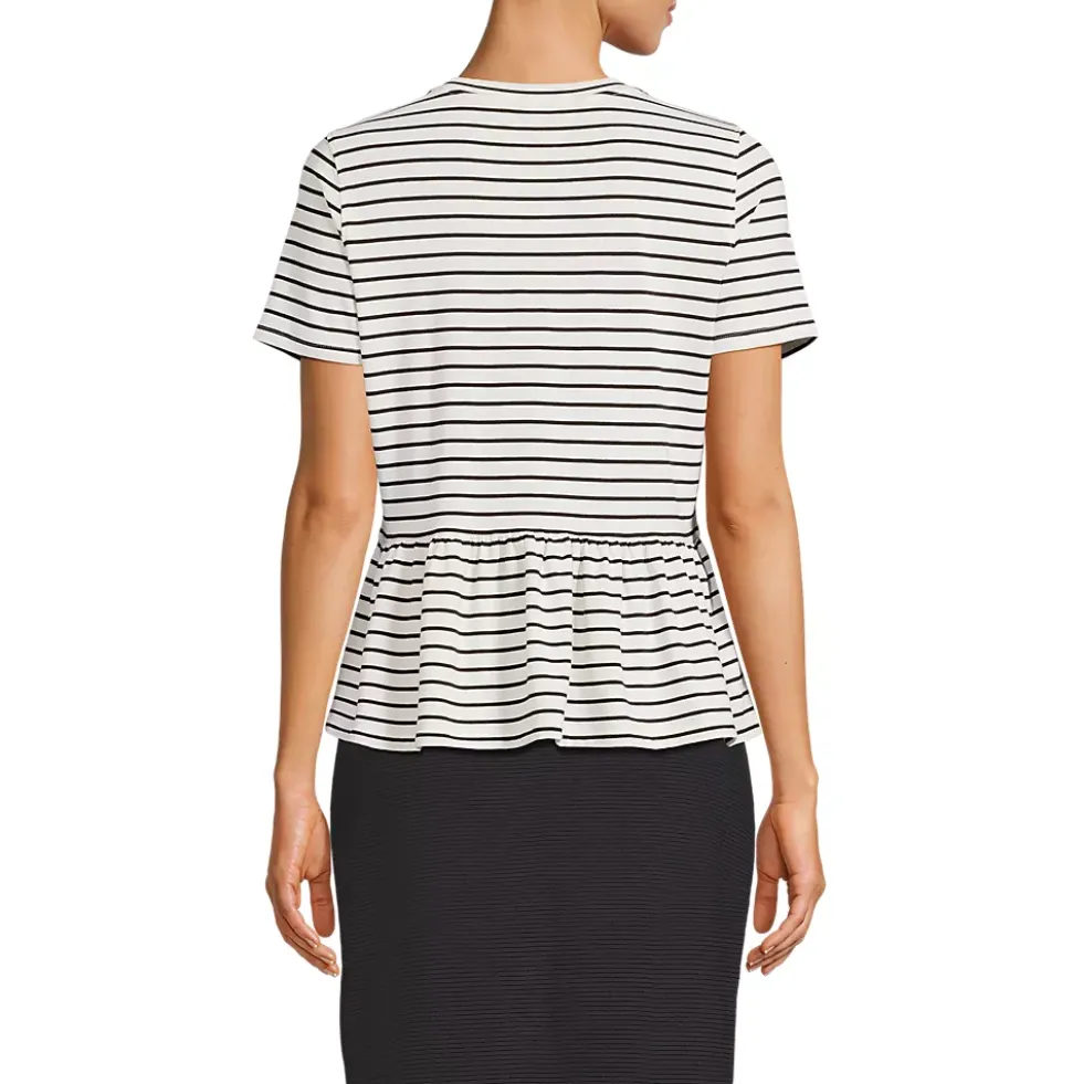 Women's Short Sleeve Lightweight Jersey Crew Neck Peplum Tee