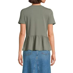 Women's Short Sleeve Lightweight Jersey Crew Neck Peplum Tee
