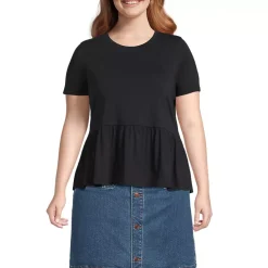 Women's Short Sleeve Lightweight Jersey Crew Neck Peplum Tee