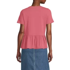 Women's Short Sleeve Lightweight Jersey Crew Neck Peplum Tee