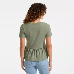 Women's Short Sleeve Lightweight Jersey Crew Neck Peplum Tee