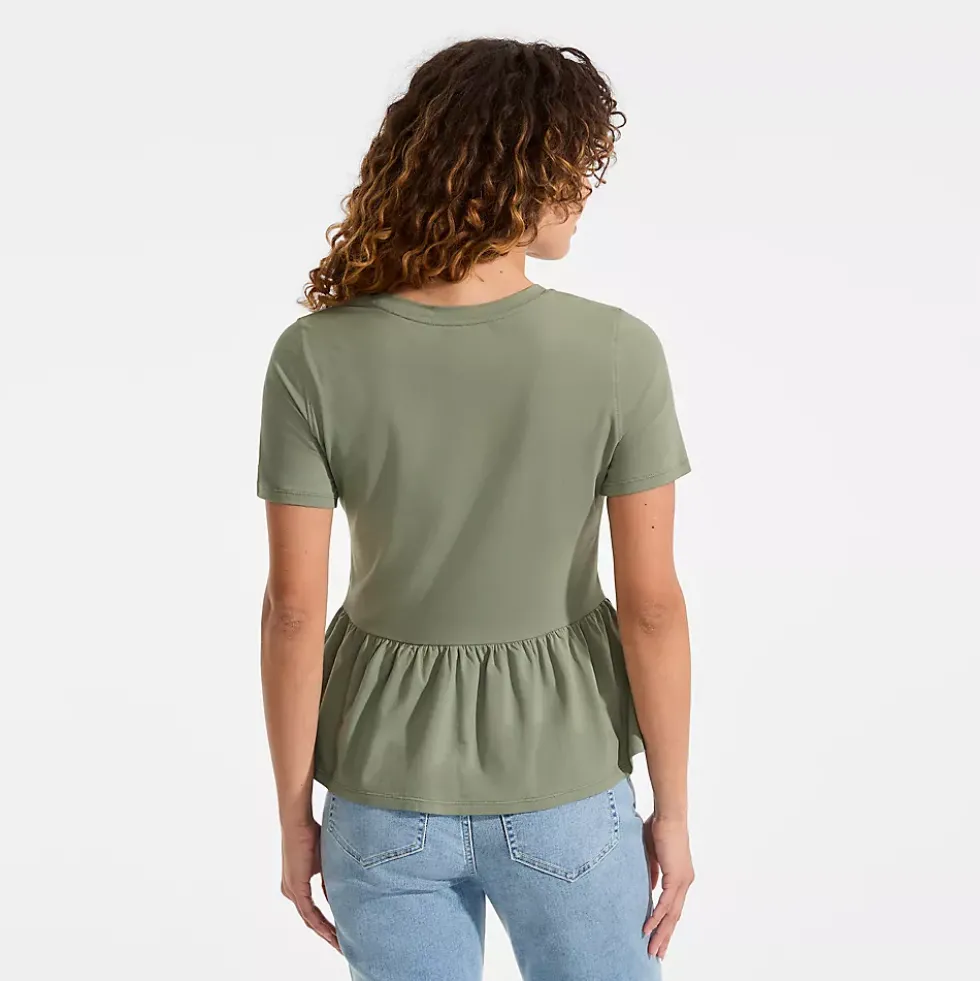Women's Short Sleeve Lightweight Jersey Crew Neck Peplum Tee