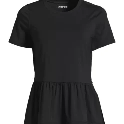 Women's Short Sleeve Lightweight Jersey Crew Neck Peplum Tee