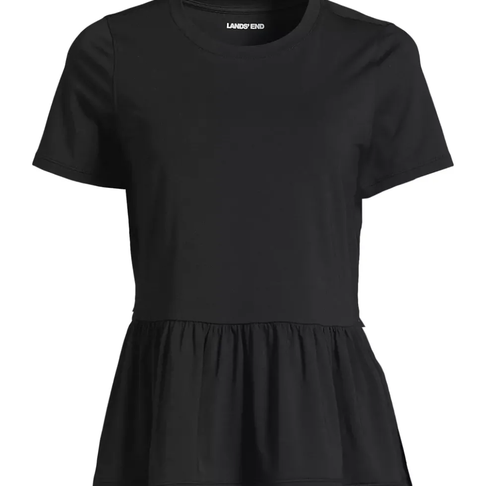 Women's Short Sleeve Lightweight Jersey Crew Neck Peplum Tee