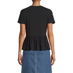 Women's Short Sleeve Lightweight Jersey Crew Neck Peplum Tee