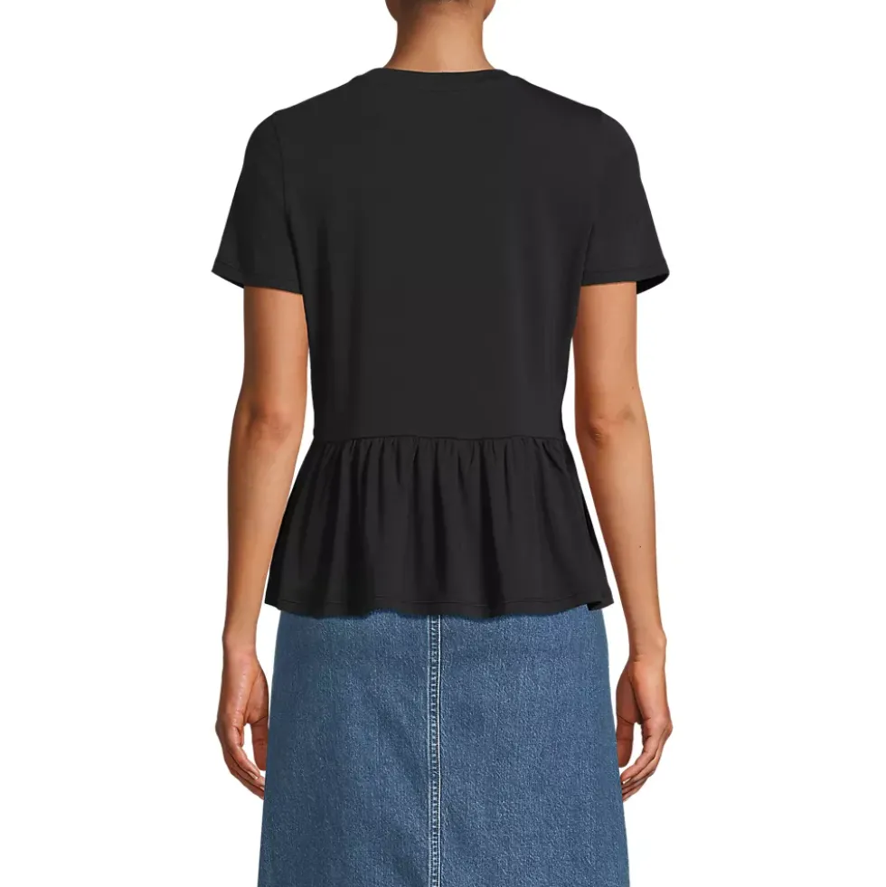 Women's Short Sleeve Lightweight Jersey Crew Neck Peplum Tee
