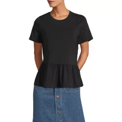 Women's Short Sleeve Lightweight Jersey Crew Neck Peplum Tee