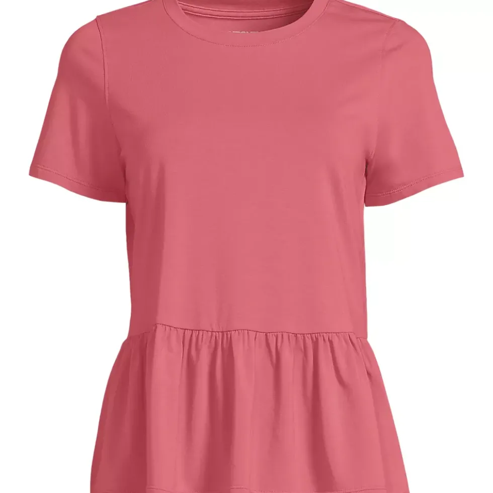Women's Short Sleeve Lightweight Jersey Crew Neck Peplum Tee