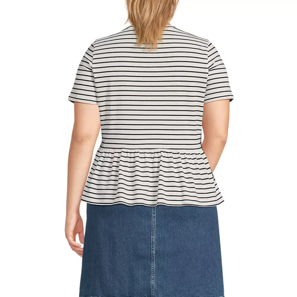 Women's Short Sleeve Lightweight Jersey Crew Neck Peplum Tee