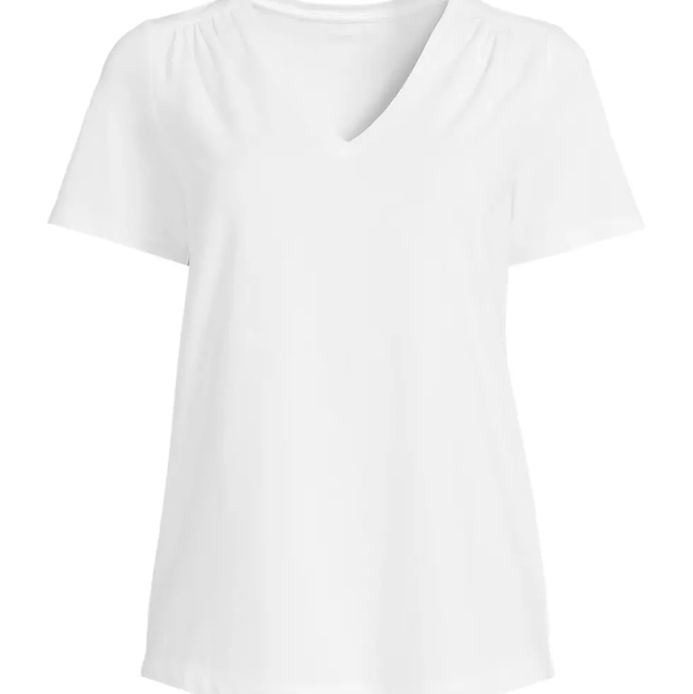 Women's Short Sleeve Lightweight Jersey Gathered Shoulder T-Shirt