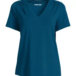 Women's Short Sleeve Lightweight Jersey Gathered Shoulder T-Shirt